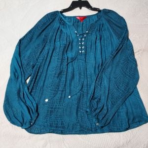 Jennifer Lopez Satin Peasant Blouse Size L